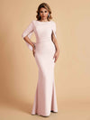 Elegant Mermaid Chiffon Half Sleeves Scoop Mother of the Brides Dresses Online