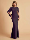 Elegant Mermaid Chiffon Half Sleeves Scoop Mother of the Brides Dresses Online