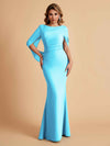 Elegant Mermaid Chiffon Half Sleeves Scoop Mother of the Brides Dresses Online