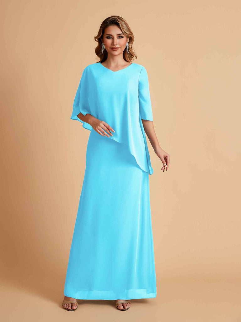 Elegant A-line Chiffon V-neck Mother of the Brides Dresses and Jacket