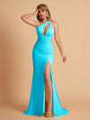 Sexy Mermaid One Shoulder Key Hole Long Bridesmaid Dresses Uk Slit