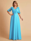 Elegant Chiffon Half Sleeves V-Neck Mother of the Brides Dresses UK Online
