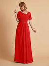 Elegant A-Line Chiffon Short Sleeves V-Neck Mother of the Brides Dresses Online