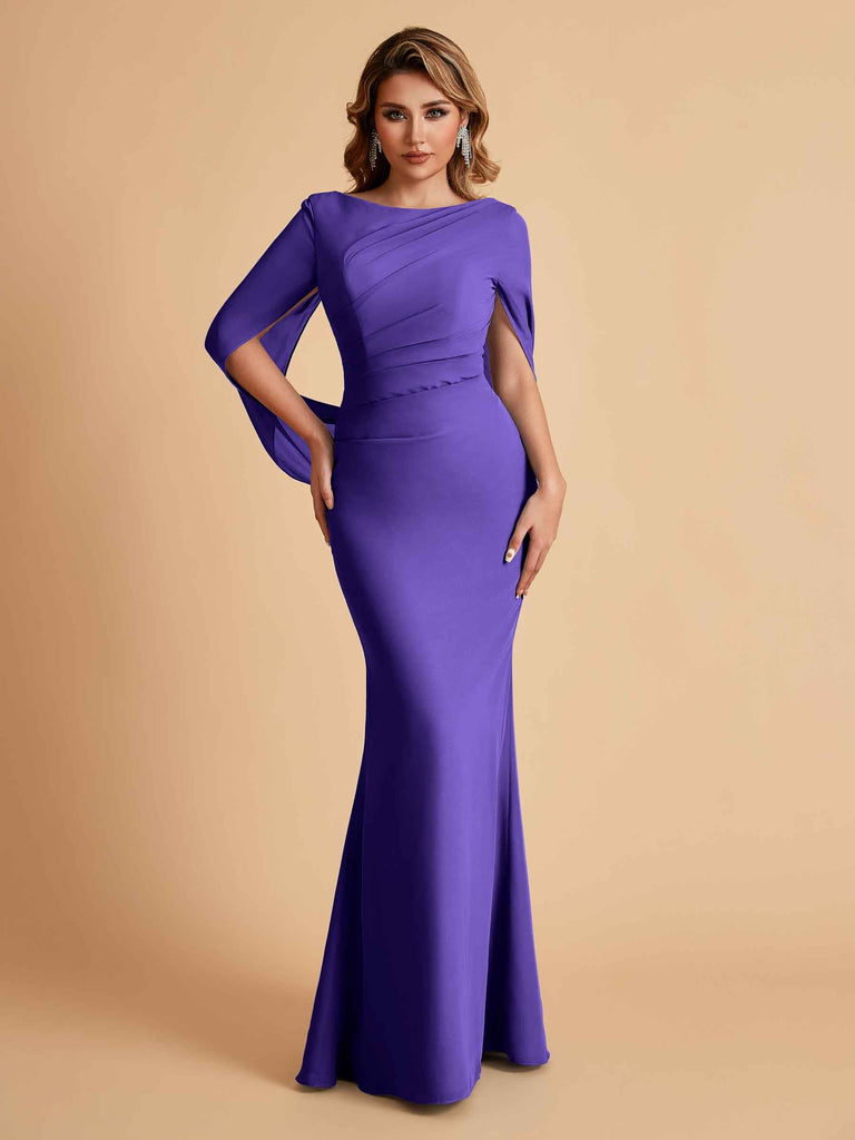 Elegant Mermaid Chiffon Half Sleeves Scoop Mother of the Brides Dresses Online