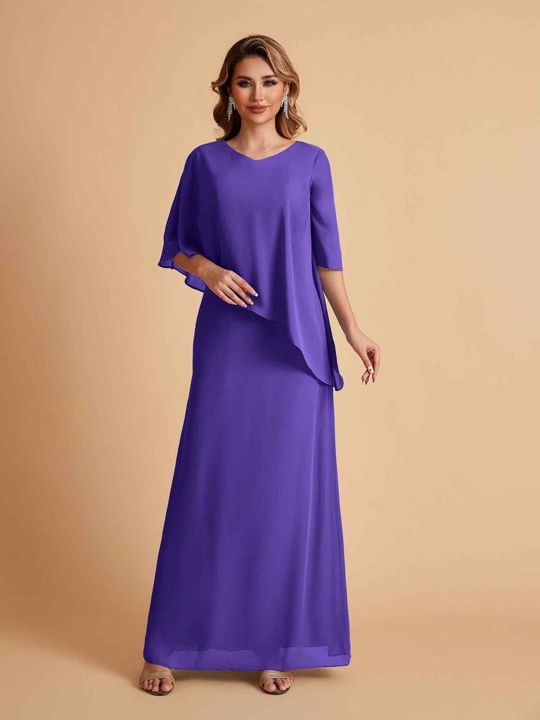 Elegant A-line Chiffon V-neck Mother of the Brides Dresses and Jacket