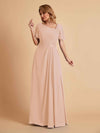 Elegant A-Line Chiffon Short Sleeves V-Neck Mother of the Brides Dresses Online