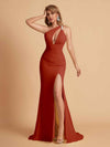 Sexy Mermaid One Shoulder Key Hole Long Bridesmaid Dresses Uk Slit