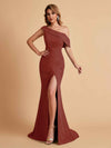 Elegant Chiffon Off The Shoulder Asymmetric Mermaid Mother of the Brides Dresses UK