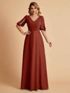 Elegant Chiffon Half Sleeves V-Neck Mother of the Brides Dresses UK Online