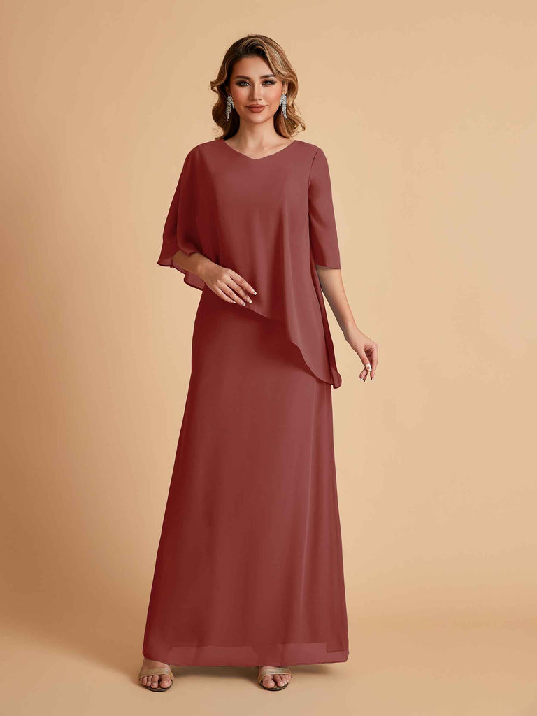 Elegant A-line Chiffon V-neck Mother of the Brides Dresses and Jacket