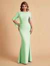 Elegant Mermaid Chiffon Half Sleeves Scoop Mother of the Brides Dresses Online