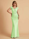 Elegant Mermaid Chiffon Cap Sleeves V-Neck Lace Mother of the Brides Dresses Online UK