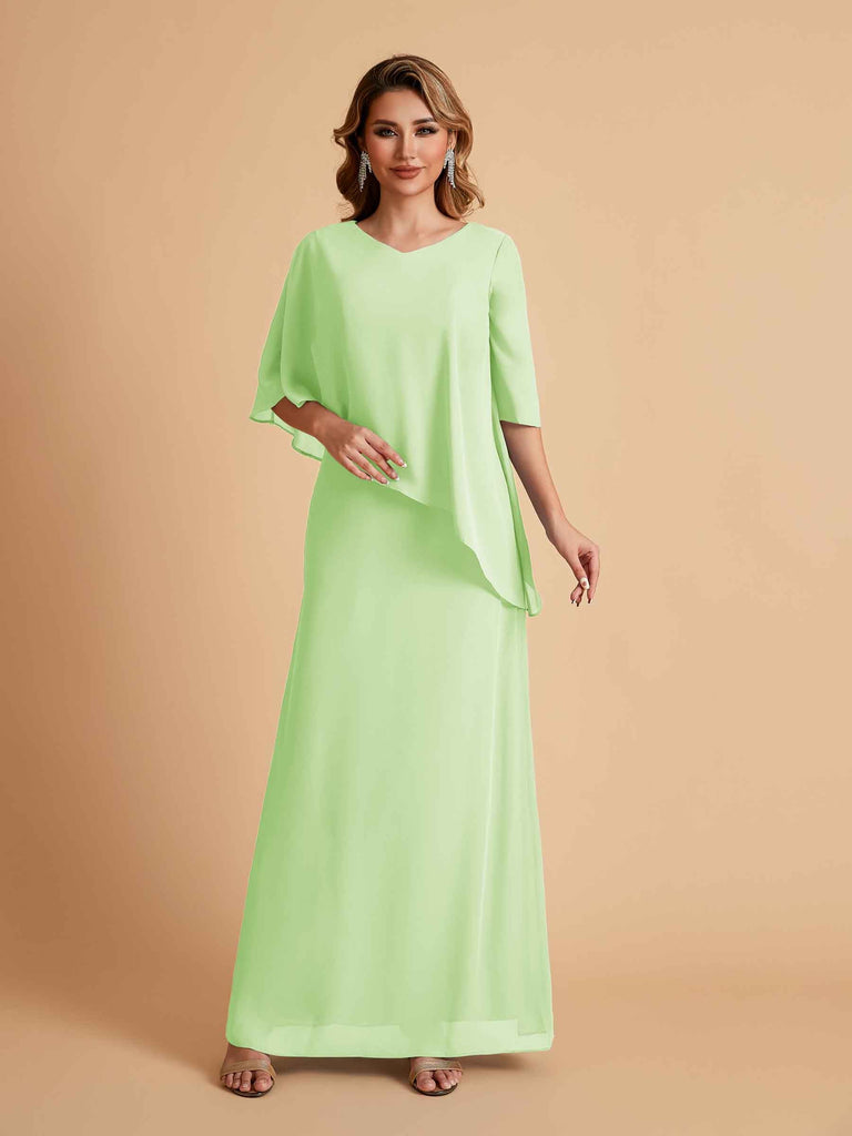 Elegant A-line Chiffon V-neck Mother of the Brides Dresses and Jacket