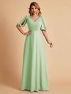 Elegant Chiffon Half Sleeves V-Neck Mother of the Brides Dresses UK Online
