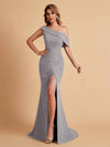 Elegant Chiffon Off The Shoulder Asymmetric Mermaid Mother of the Brides Dresses UK