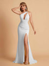 Sexy Mermaid One Shoulder Key Hole Long Bridesmaid Dresses Uk Slit