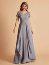 Chiffon Short Sleeves V-neck Lace Mother of the Brides Dresses UK
