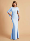 Elegant Mermaid Chiffon Half Sleeves Scoop Mother of the Brides Dresses Online