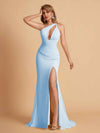 Sexy Mermaid One Shoulder Key Hole Long Bridesmaid Dresses Uk Slit