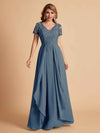 Chiffon Short Sleeves V-neck Lace Mother of the Brides Dresses UK