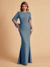 Elegant Mermaid Chiffon Half Sleeves Scoop Mother of the Brides Dresses Online
