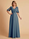 Elegant Chiffon Half Sleeves V-Neck Mother of the Brides Dresses UK Online