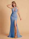 Sexy Mermaid One Shoulder Key Hole Long Bridesmaid Dresses Uk Slit