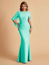 Elegant Mermaid Chiffon Half Sleeves Scoop Mother of the Brides Dresses Online