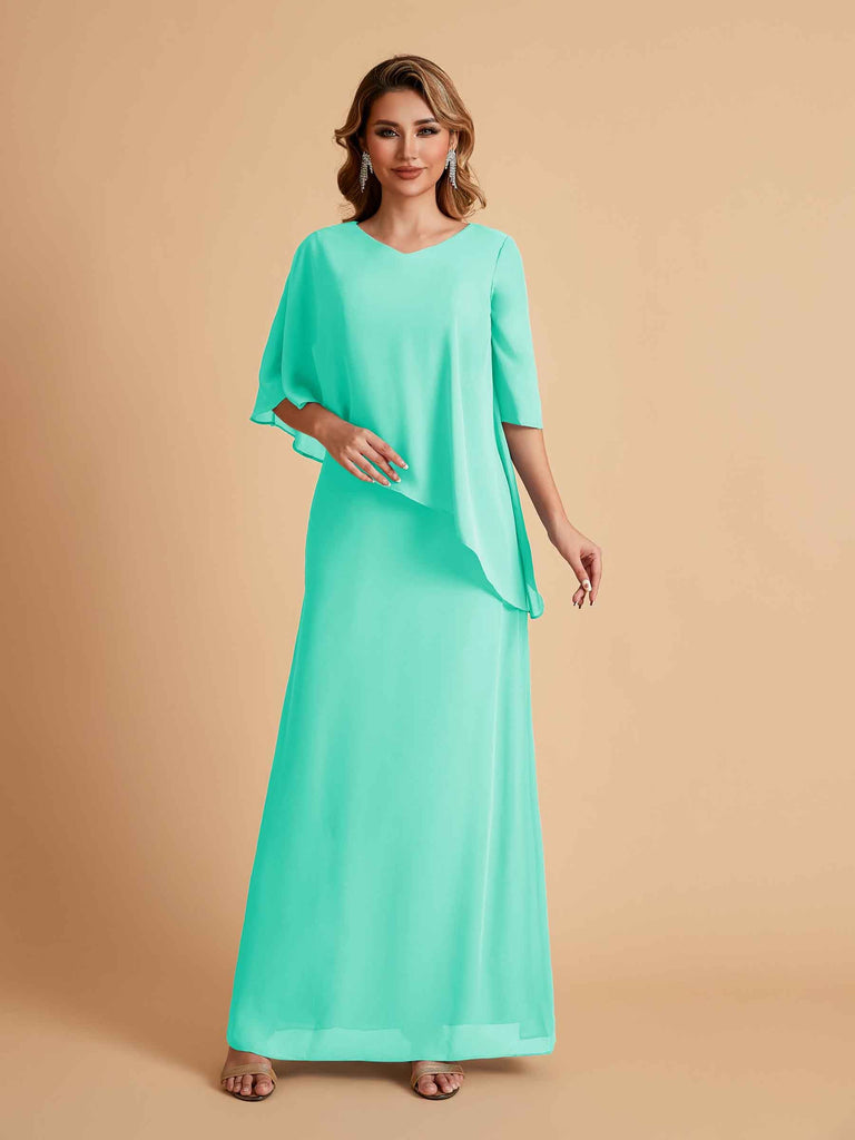 Elegant A-line Chiffon V-neck Mother of the Brides Dresses and Jacket
