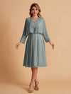 Elegant A-line Chiffon Jewel Lace Short Mother of the Brides Dresses Uk and Jacket