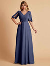 Elegant Chiffon Half Sleeves V-Neck Mother of the Brides Dresses UK Online