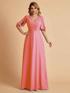 Elegant Chiffon Half Sleeves V-Neck Mother of the Brides Dresses UK Online