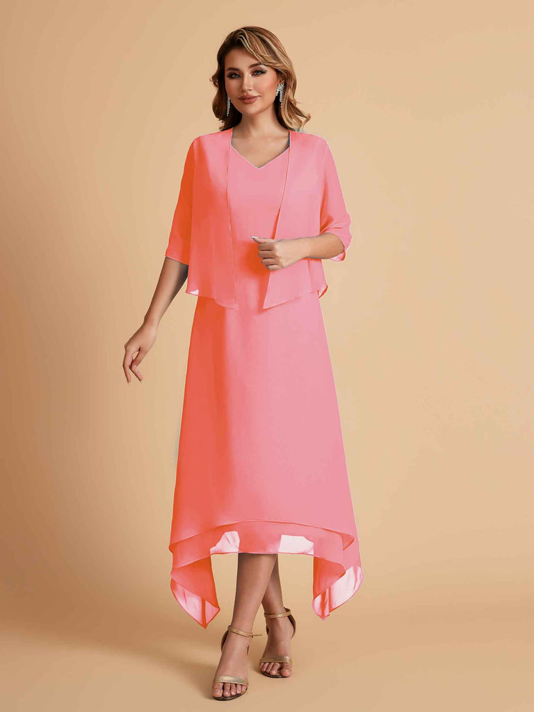 Elegant A-line Chiffon Short Sleeves Mother of the Brides Dresses Online