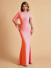 Elegant Mermaid Chiffon Half Sleeves Scoop Mother of the Brides Dresses Online
