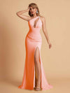 Sexy Mermaid One Shoulder Key Hole Long Bridesmaid Dresses Uk Slit