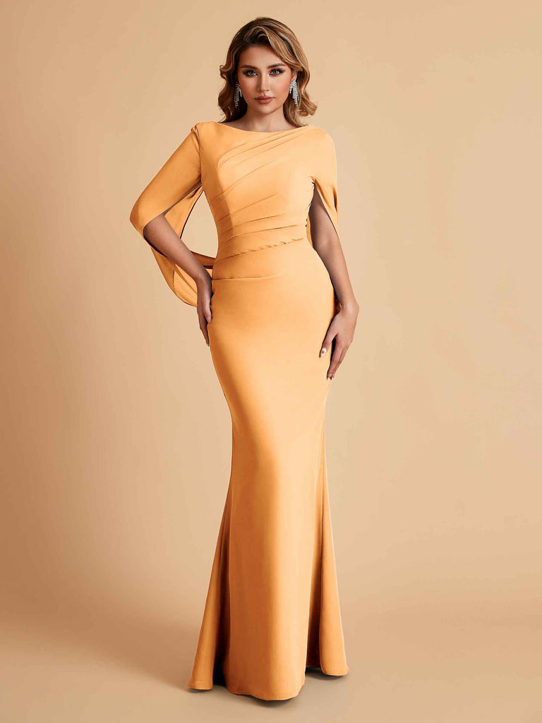 Elegant Mermaid Chiffon Half Sleeves Scoop Mother of the Brides Dresses Online