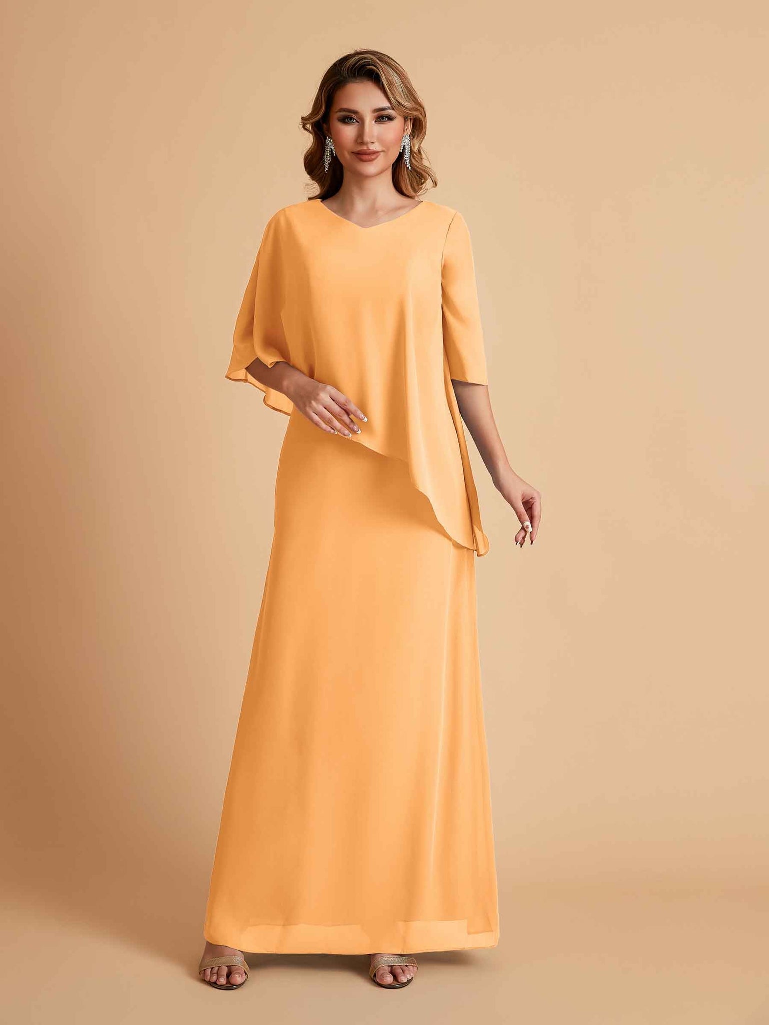 Elegant A-line Chiffon V-neck Mother of the Brides Dresses and Jacket