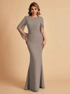 Elegant Mermaid Chiffon Half Sleeves Scoop Mother of the Brides Dresses Online