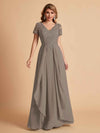 Chiffon Short Sleeves V-neck Lace Mother of the Brides Dresses UK