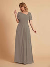 Elegant A-Line Chiffon Short Sleeves V-Neck Mother of the Brides Dresses Online