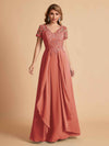 Chiffon Short Sleeves V-neck Lace Mother of the Brides Dresses UK
