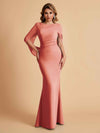 Elegant Mermaid Chiffon Half Sleeves Scoop Mother of the Brides Dresses Online