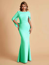 Elegant Mermaid Chiffon Half Sleeves Scoop Mother of the Brides Dresses Online