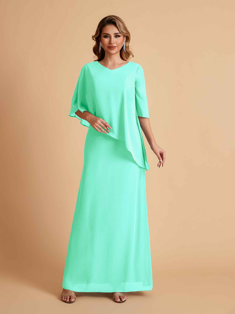 Elegant A-line Chiffon V-neck Mother of the Brides Dresses and Jacket