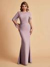 Elegant Mermaid Chiffon Half Sleeves Scoop Mother of the Brides Dresses Online
