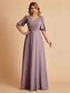 Elegant Chiffon Half Sleeves V-Neck Mother of the Brides Dresses UK Online