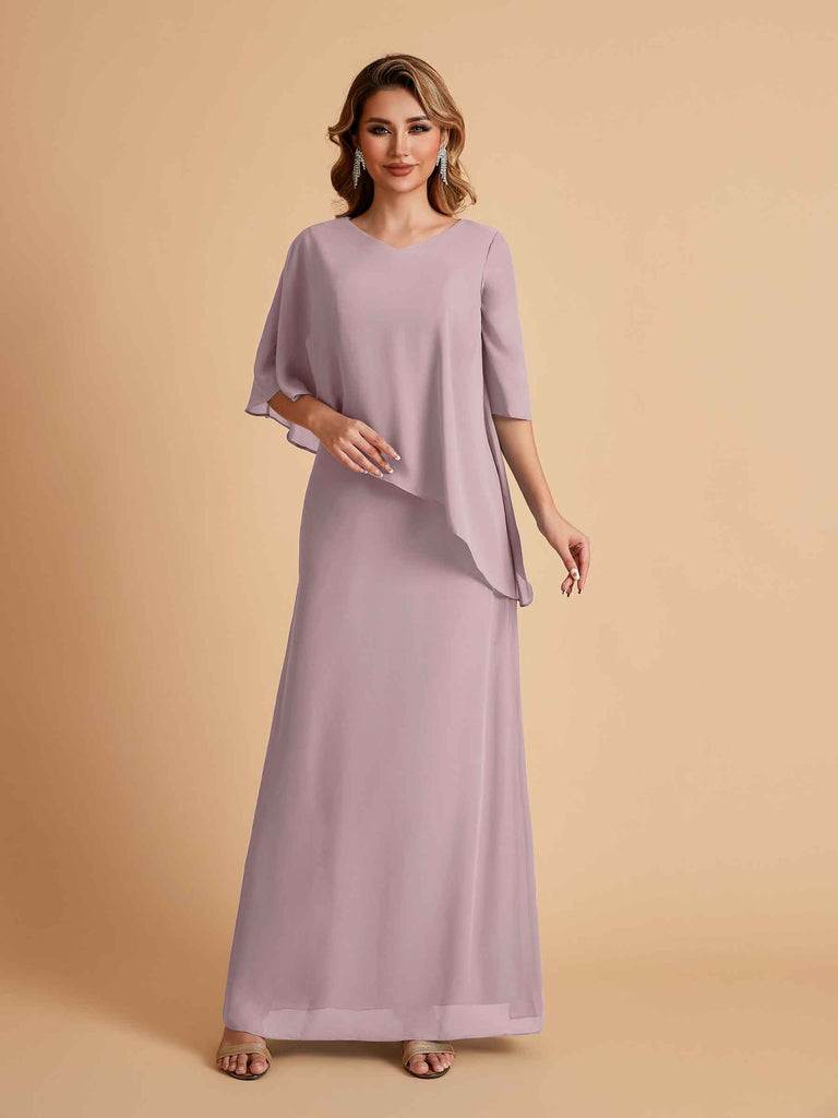 Elegant A-line Chiffon V-neck Mother of the Brides Dresses and Jacket