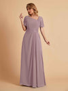 Elegant A-Line Chiffon Short Sleeves V-Neck Mother of the Brides Dresses Online