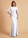 Elegant Mermaid Chiffon Half Sleeves Scoop Mother of the Brides Dresses Online
