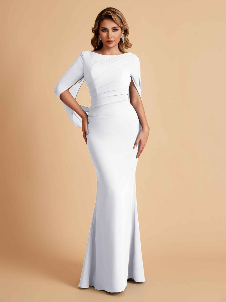 Elegant Mermaid Chiffon Half Sleeves Scoop Mother of the Brides Dresses Online